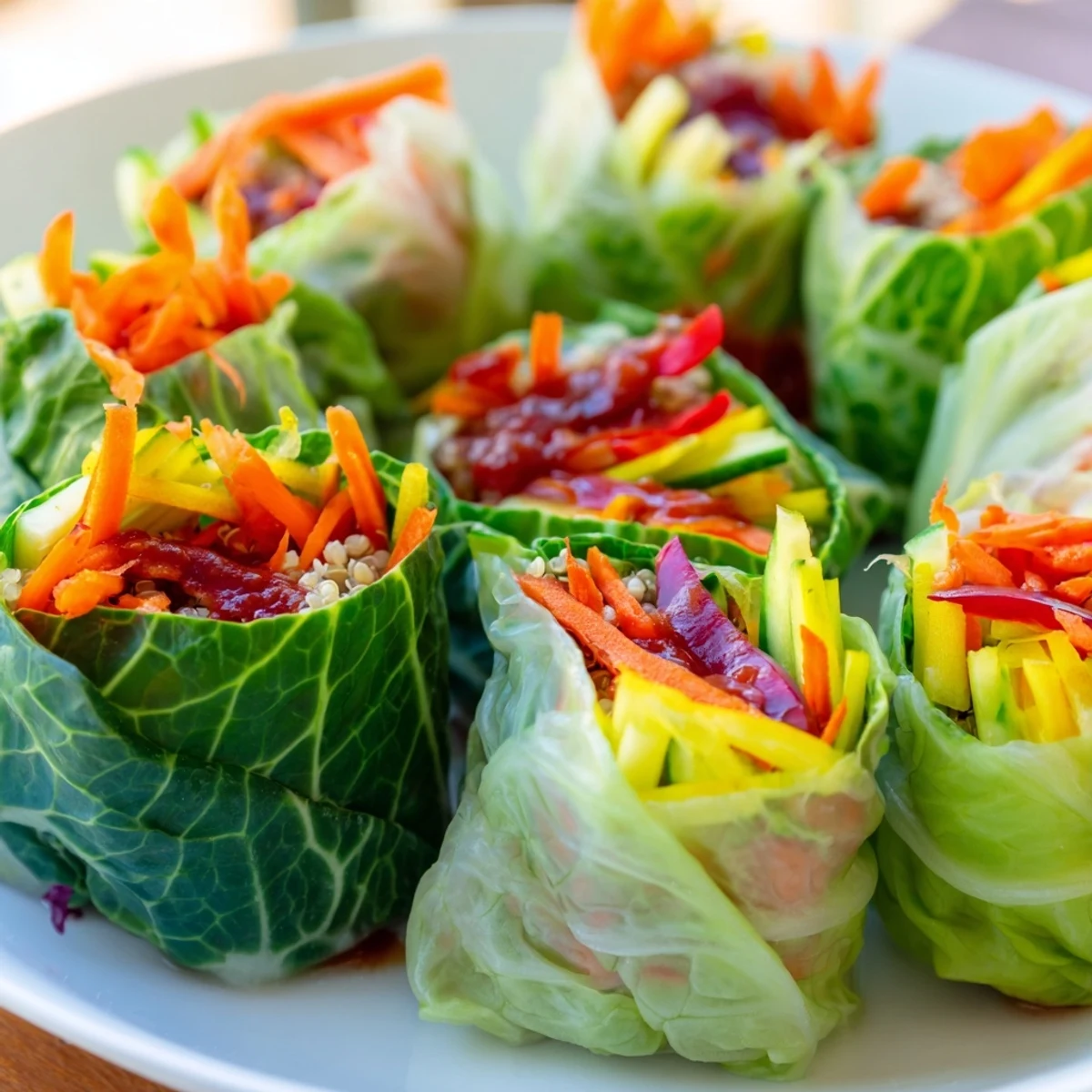 Homemade Rainbow Sauerkraut Rolls with vibrant vegetables and tangy sauerkraut, offering delicious vegetarian flavors.