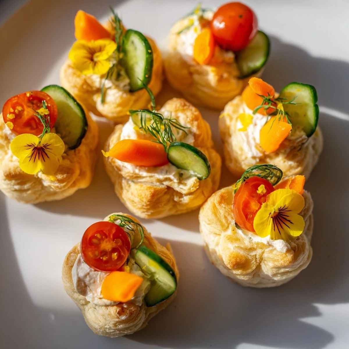 Fairy Garden Flower Shaped Snacks with vibrant vegetable garnishes: a whimsical snack.