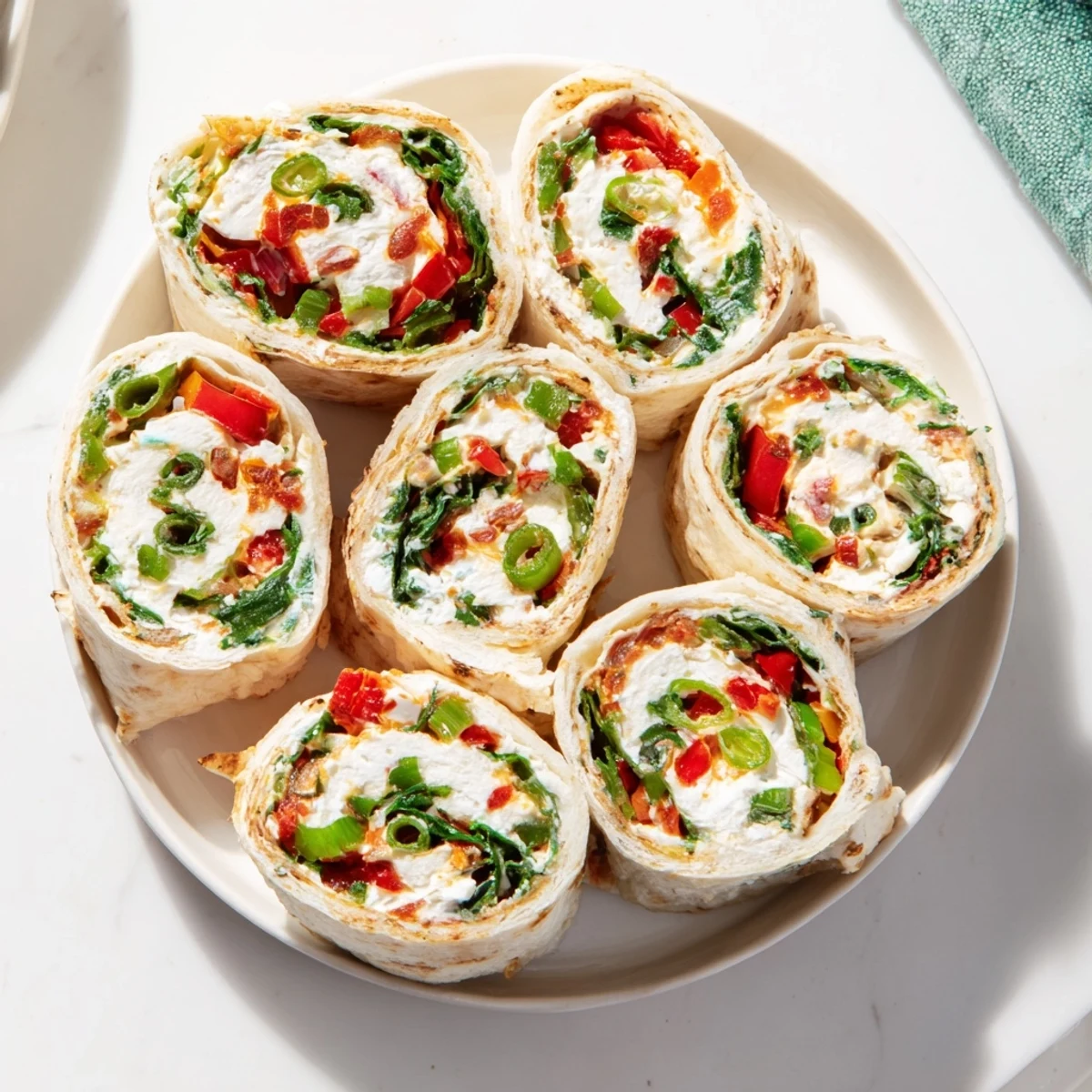 Christmas Scarf Tortilla Roll-Ups, colorful and festive, ready to serve as a holiday appetizer.