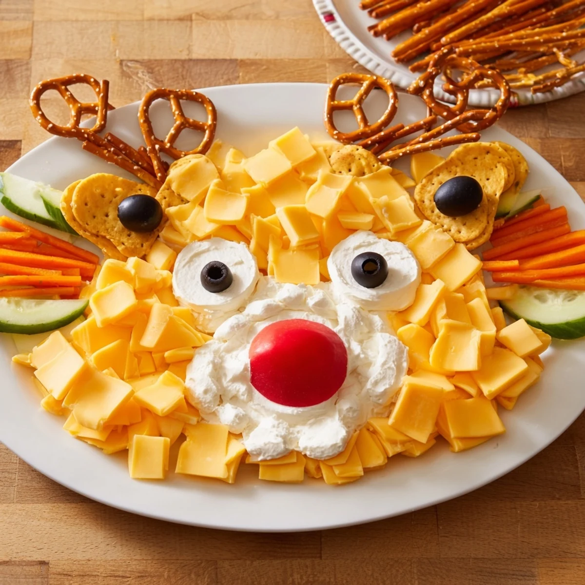 Cheesy Reindeer Face Platter