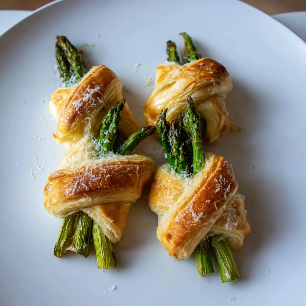 Golden, crispy Star Shaped Asparagus Bundle Wraps, a flavorful appetizer ready for serving warm.
