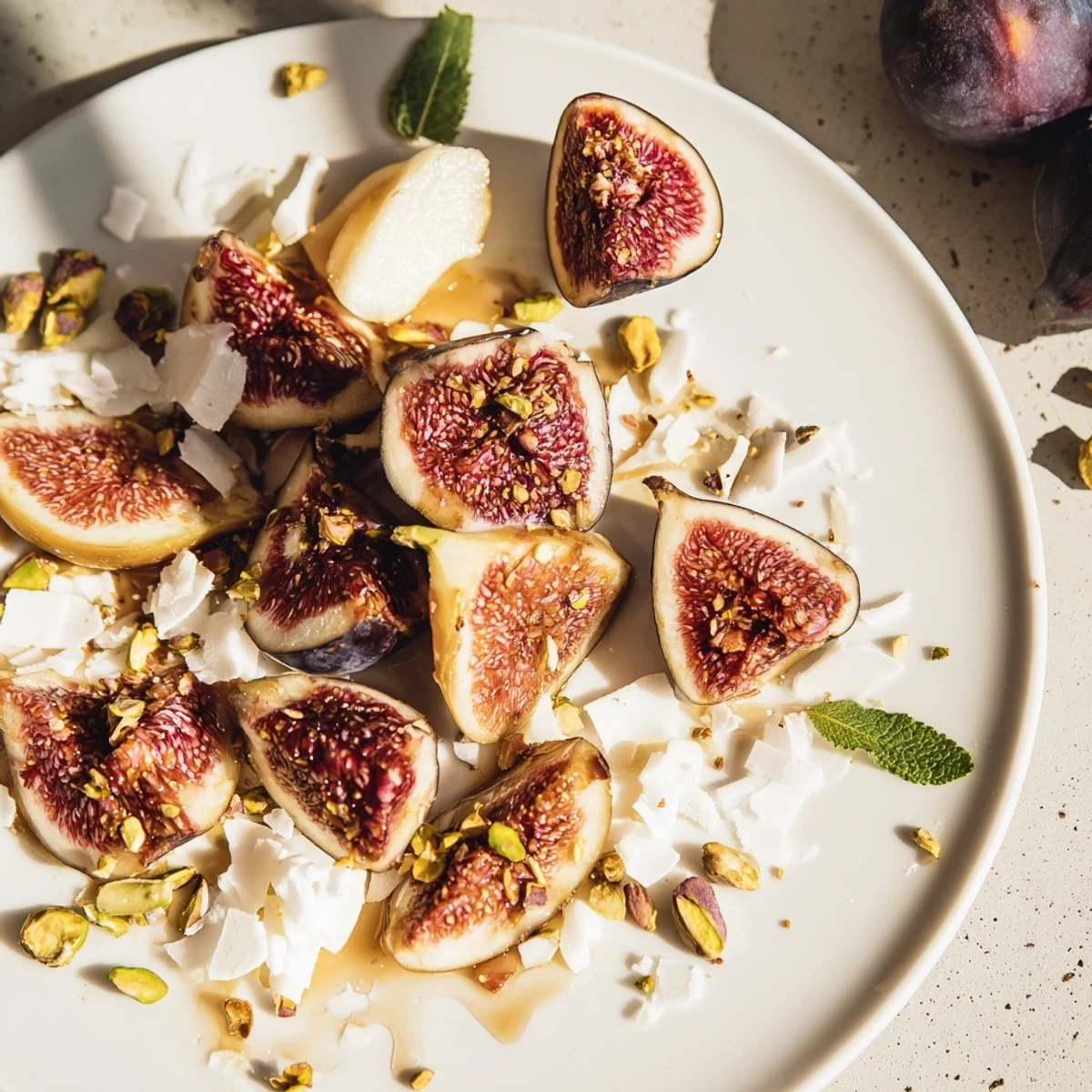 A close-up of a festive winter fruit appetizer: Fig and Date Snowdrift Platter ready to serve.