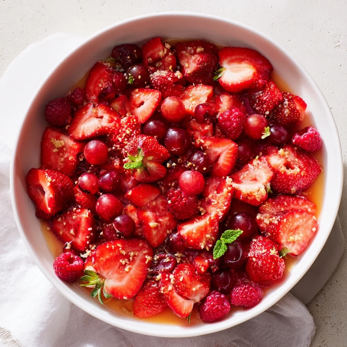 This colorful Festive Poinsettia Fruit Bowl is a stunning and refreshing fruit salad for your holiday brunch.