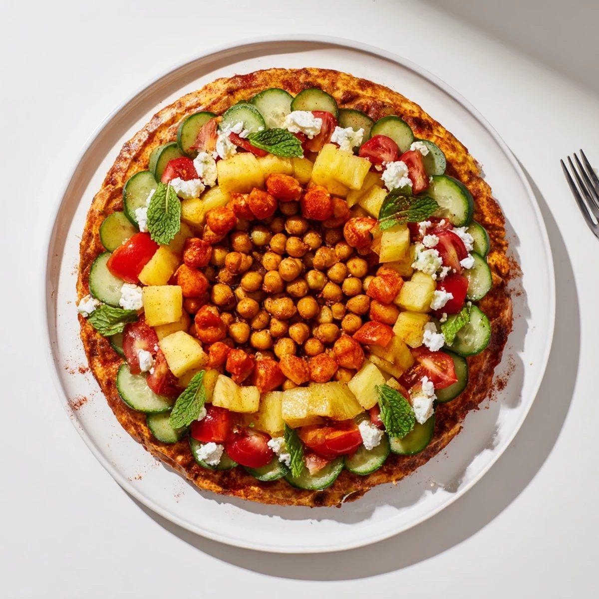Beautiful layers of the concentric rings of flavor appetizer, a colorful salad ready to be enjoyed.