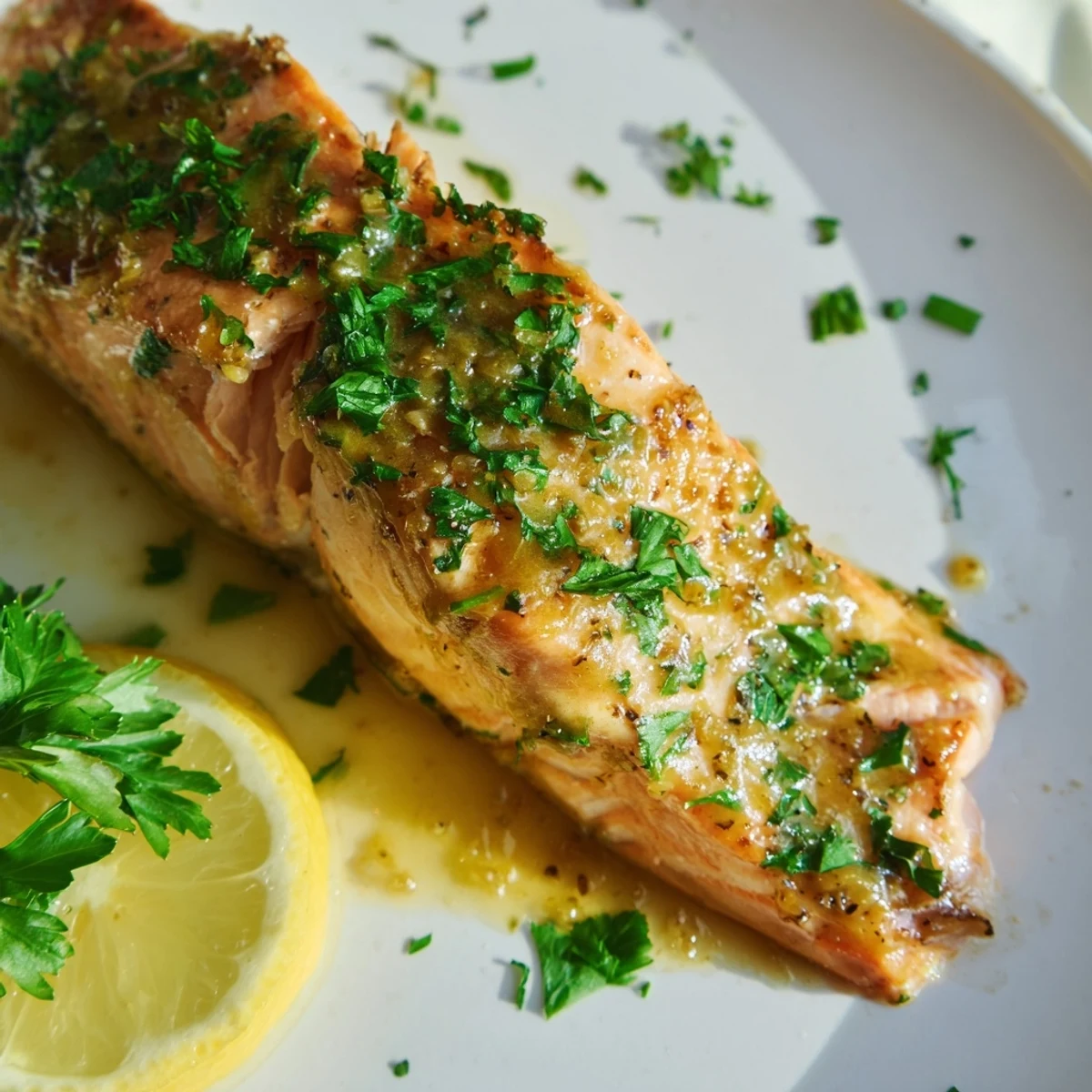 Oven-baked honey mustard salmon, a perfectly cooked and flavorful dinner, ready in under 30 minutes!