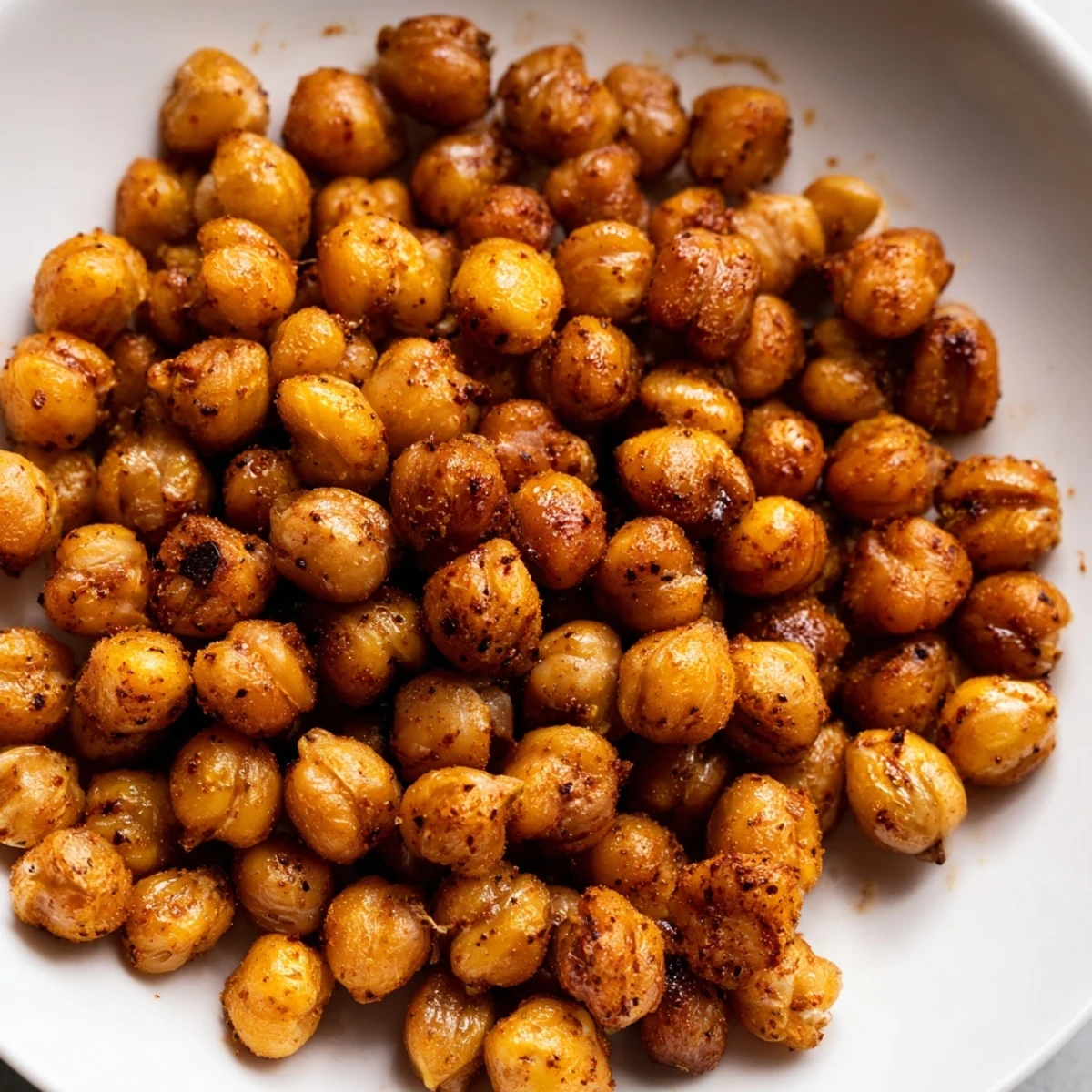 Crispy Chickpea Snack: golden, crunchy roasted chickpeas seasoned with smoky paprika, ready to eat.