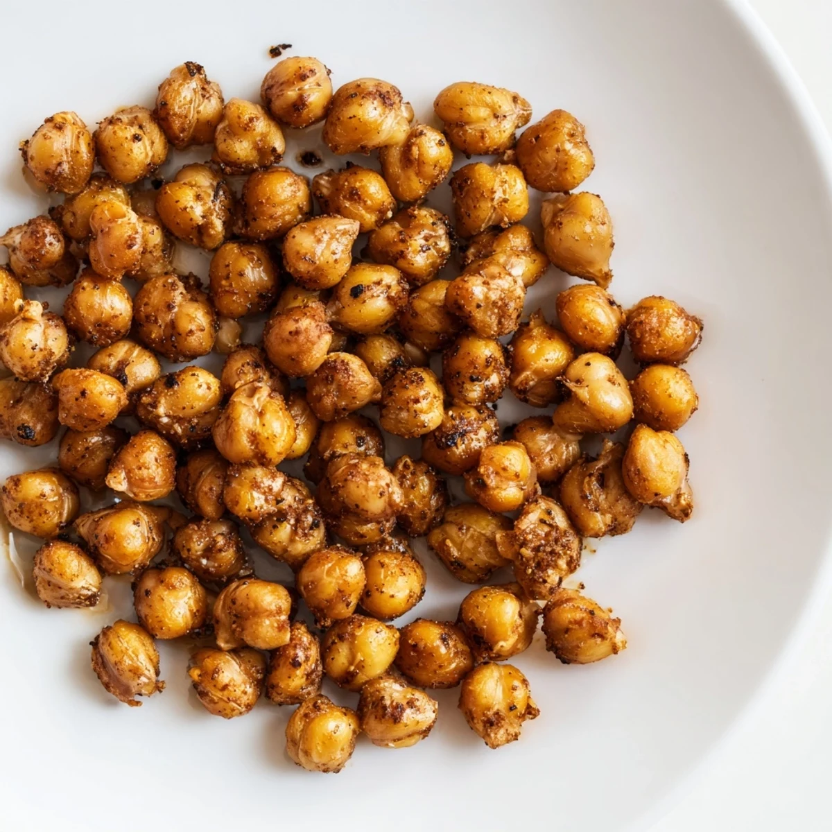 Crispy Chickpea Snack: A close-up of perfectly roasted chickpeas, showcasing their delightful savory crunch.