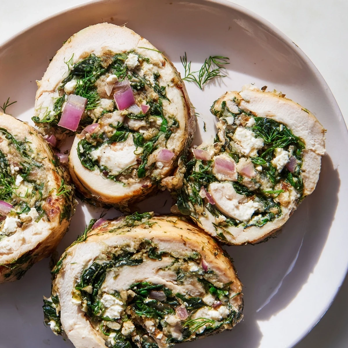 Spinach Feta Stuffed Chicken, golden-brown, baked to perfection, a delicious Greek-inspired roll-up.