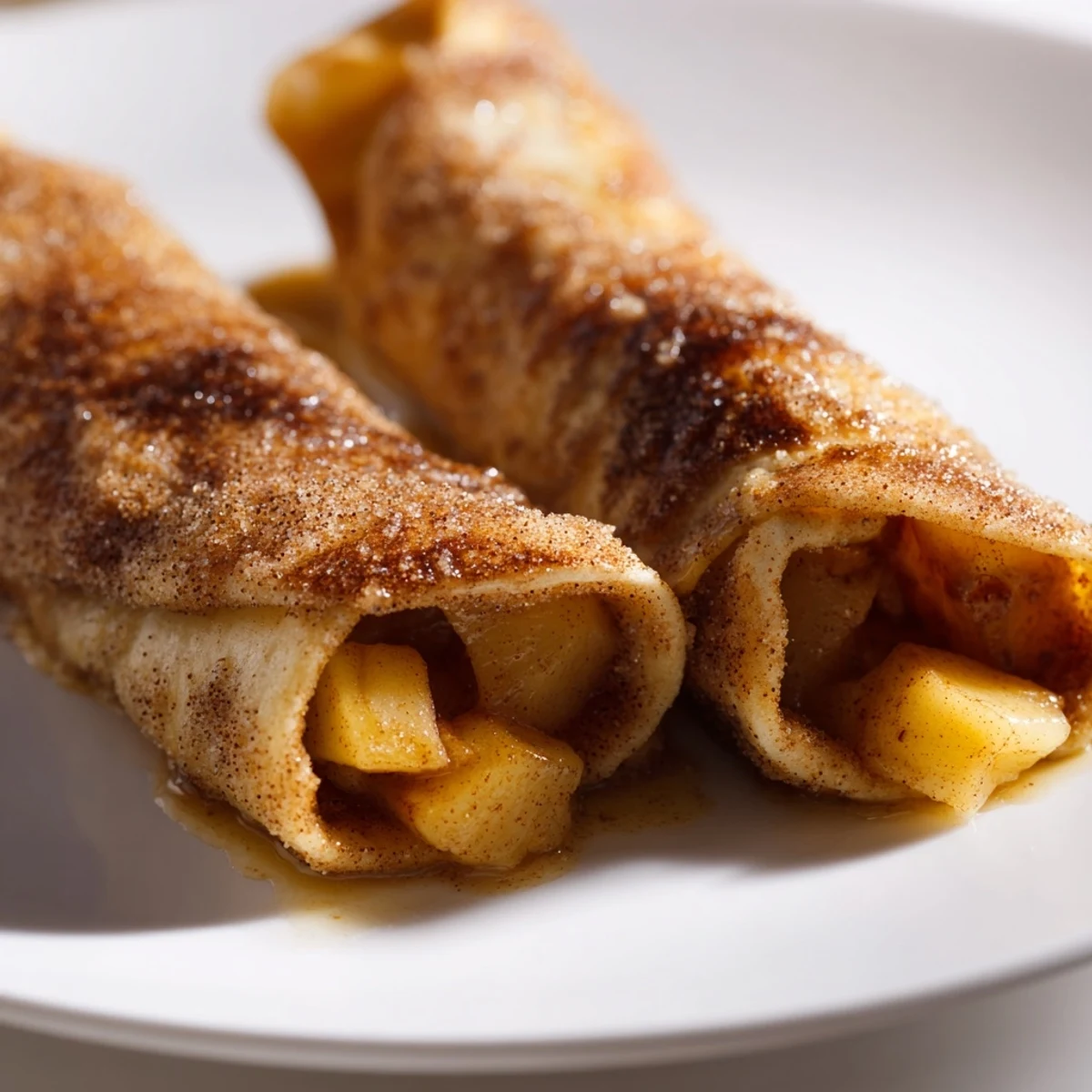 Golden baked Apple Pie Roll-Ups, showing a delicious cinnamon-sugar crust and warm, spiced apple filling.
