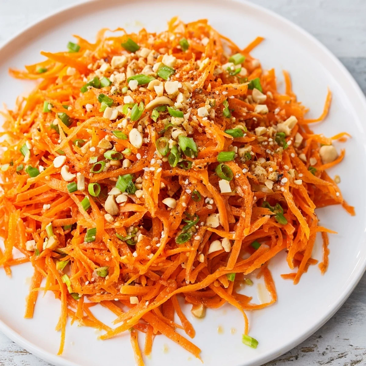 A bowl of delicious Spicy Carrot Salad, perfect served as a light and zesty appetizer.