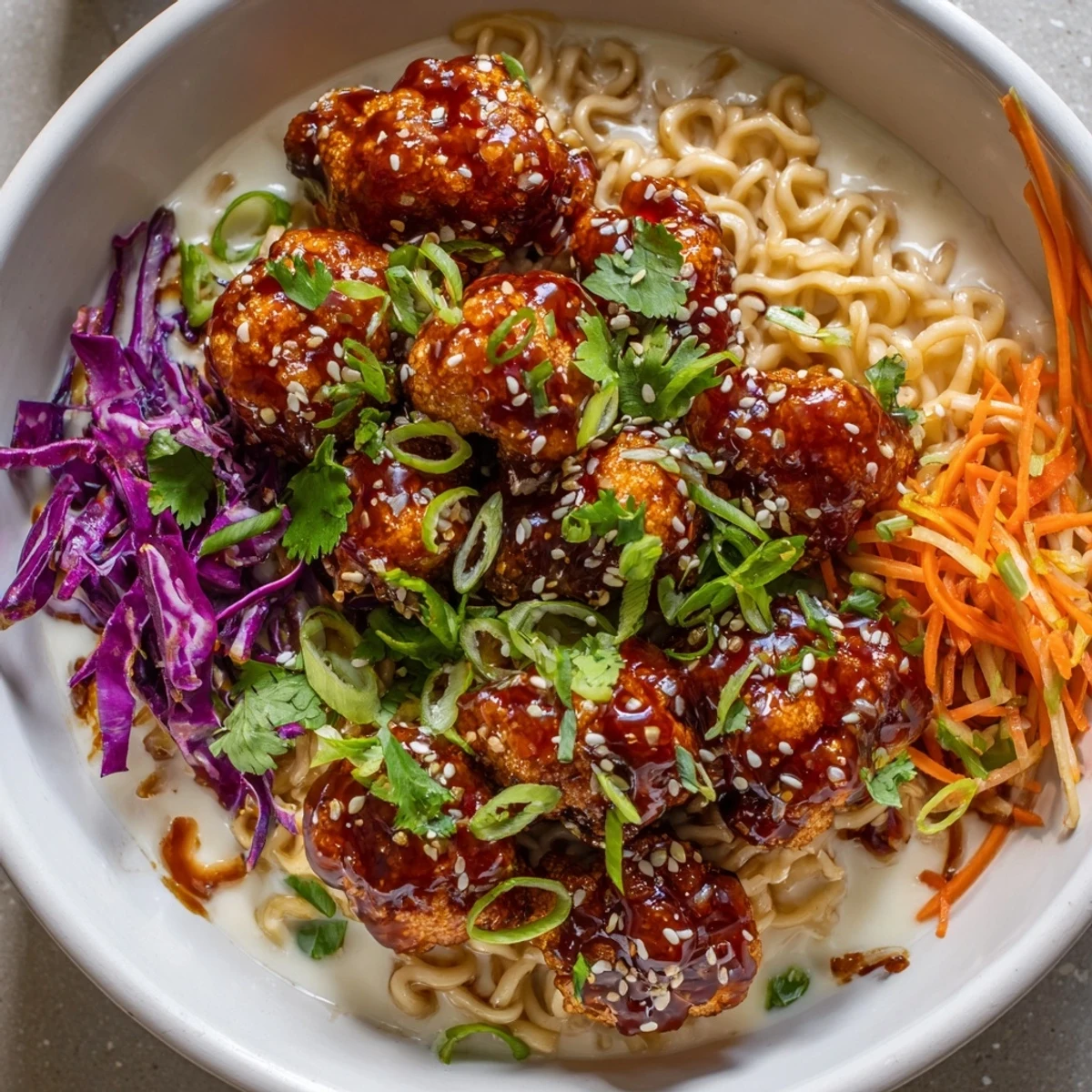 Buffalo Blumenkohl Ramen Gericht