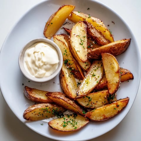 Crispy Vegetarian Herb Potato Wedges with Mustard Dip ready to serve, a perfect party appetizer.