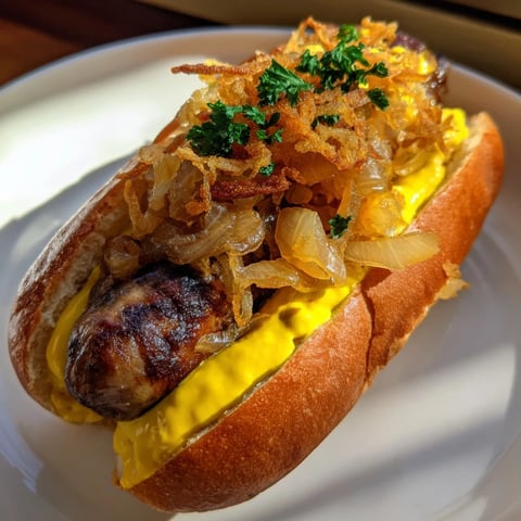 Juicy mini bratwurst sliders, grilled to perfection, stacked high with tangy sauerkraut and crispy onions.