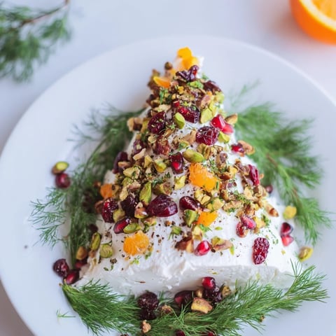 Creamy Rosemary Cranberry Christmas Tree appetizer, studded with vibrant cranberries, fresh rosemary and pistachios.