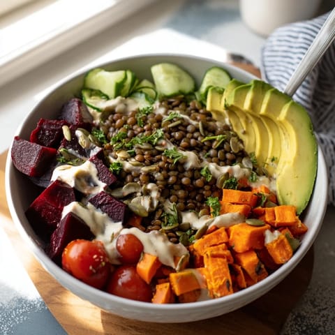 Linsen und Rote-Bete Bowl