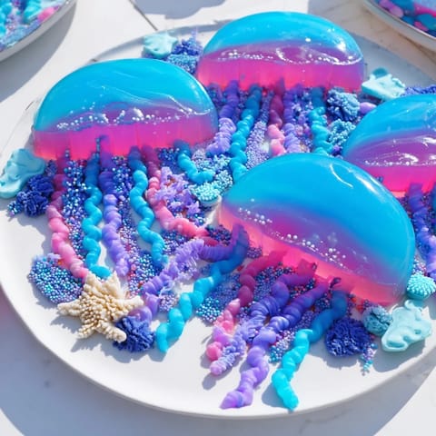 Bunte Quallensüßigkeiten Platte