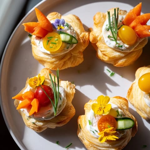 Pretty Fairy Garden Flower Shaped Snacks, ready to serve with colorful garden-fresh veggies.