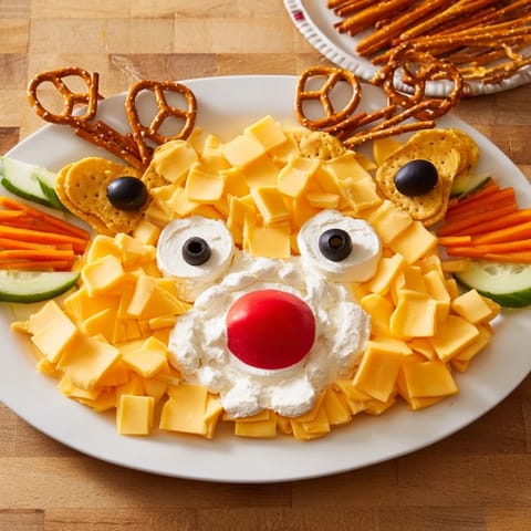 Cheesy Reindeer Face Platter