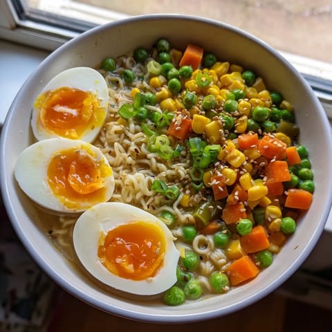 Ramen mit gefrorenen Erbsen