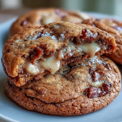 Gebackene Brown Butter Hojicha & Earl Grey Cookies mit goldenen Rändern und weichen Herzen, gestapelt und für die Teestunde serviert.