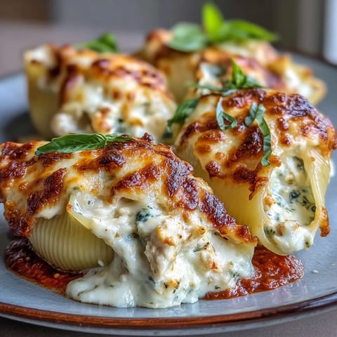 Goldbackene Pesto-Lasagne-Shell mit Ricotta-Hähnchen-Füllung, Parmesan und Tomatensauce auf einem Ceramik-Tablett.