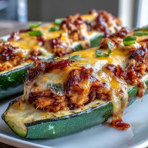 BBQ Huhn Zucchini Boote