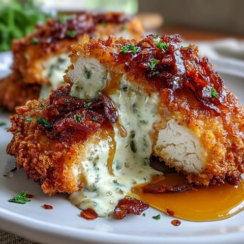 2. Goldbraun paniertes Hähnchenfilet mit zerbröseltem Feta und scharf-süßem Honig - ein perfektes Hauptgericht.