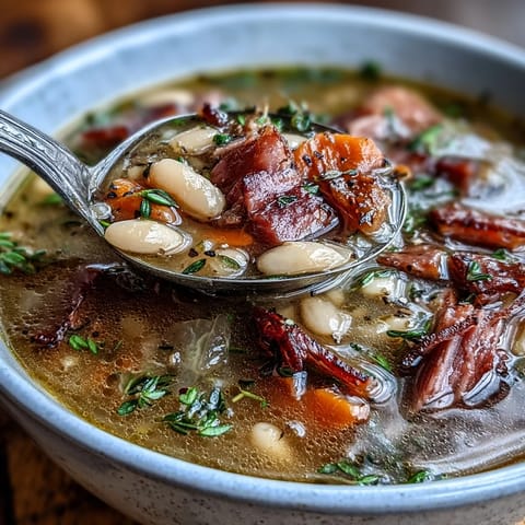 2. Herzhaftes Slow-Cooker-Gericht mit Schinken, Bohnen, Karotten und Sellerie – perfekt für einen gemütlichen Abend zu Hause.