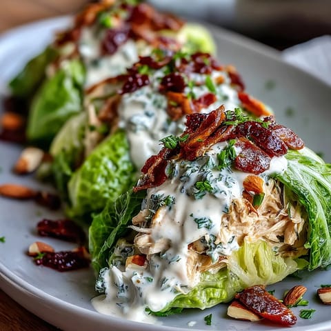 Leichte und einfache Hähnchensalat-Salatblatt-Wraps, perfekt für ein schnelles Mittagessen.  