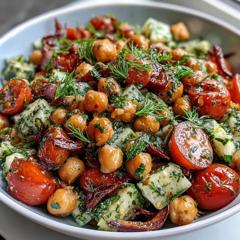Gesunder Gurken Kichererbsen Salat