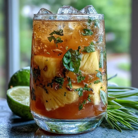 Ananas Basilikum Getränk frisch