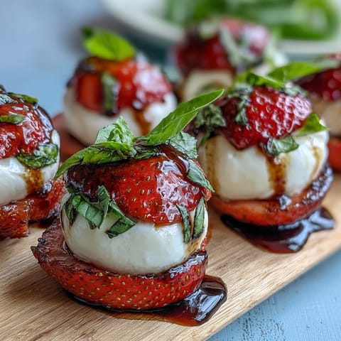 Erdbeer Caprese Spieße Balsamico