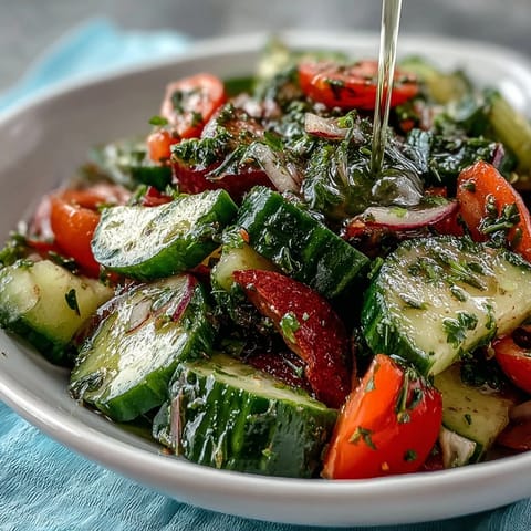Knackiger Gurkensalat mit Radieschen und Dill-Dressing, perfekt als erfrischender Beilagensalat.