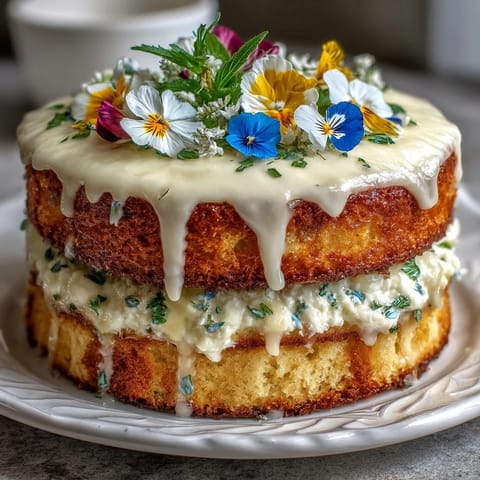 Frühlingskuchen mit Zitronenblumen