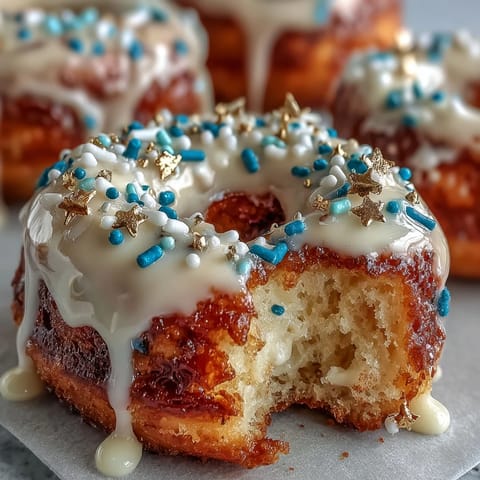 Festlicher Donut-Turm mit bunten Streuseln, eine süße Krönung für jede Party.