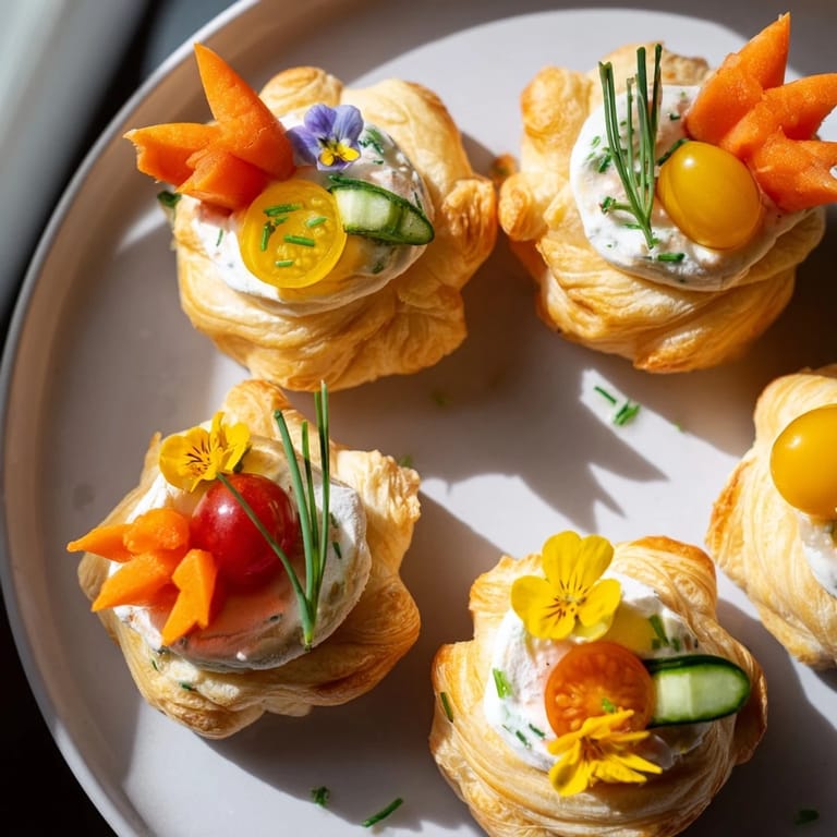 Pretty Fairy Garden Flower Shaped Snacks, ready to serve with colorful garden-fresh veggies.