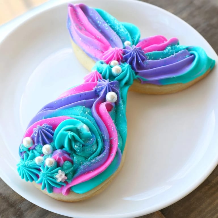 These homemade mermaid tail sweets feature shimmering decorations, a delicious dessert for kids' parties and celebrations.