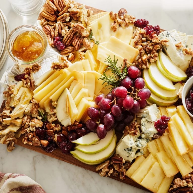Festive Seasonal Platter: Winter Cabin Cheese Display, perfect for a gathering, featuring assorted cheeses.