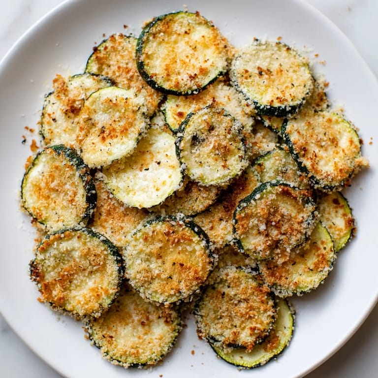 These air-fried Zucchini Chips offer a delightful crunch, seasoned with smoked paprika and Parmesan cheese.
