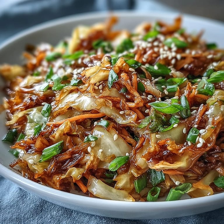Heiße Hot and Sour Cabbage auf einem Teller, perfekt als Beilage zu gebratenem Fleisch und Reis.
