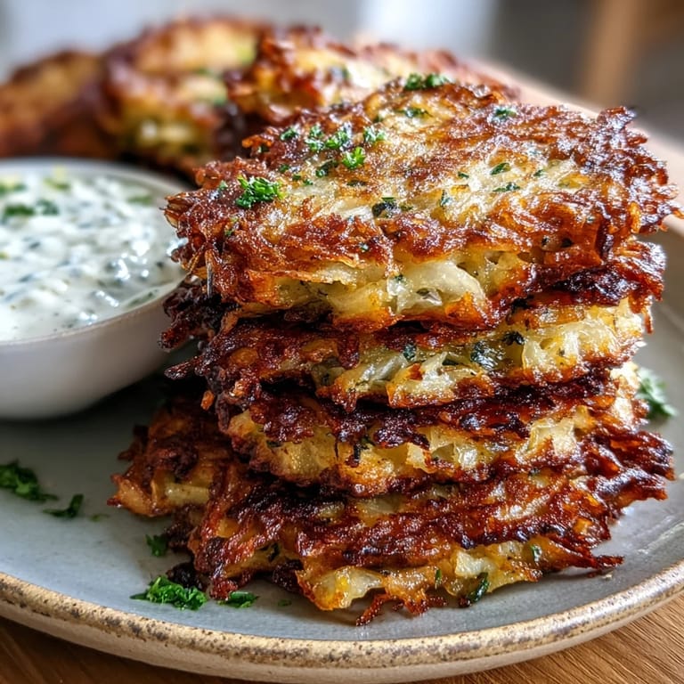 Knusprige Cabbage Fritters mit Dipping Sauce neben einer Gabel zum Servieren.