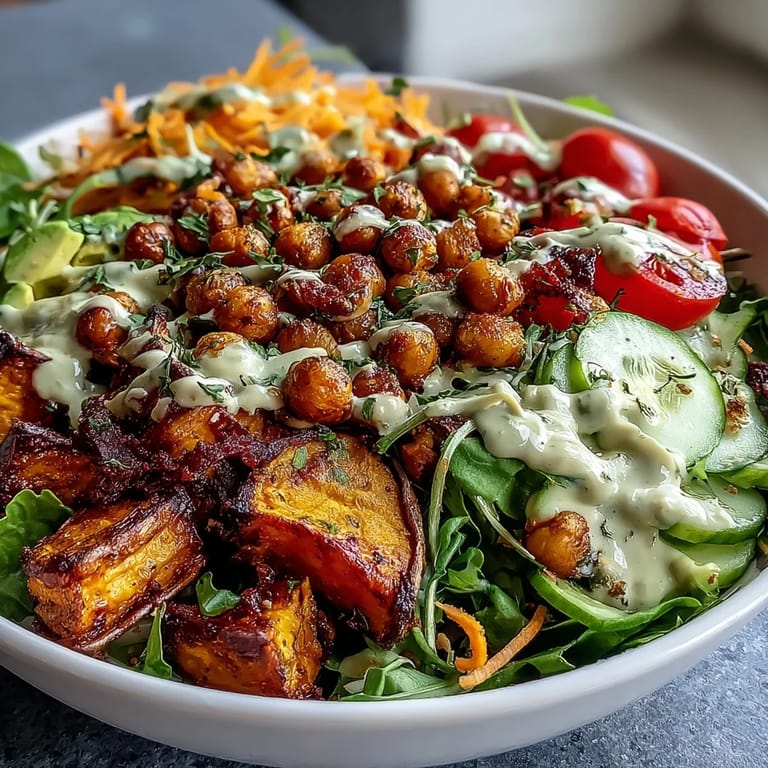 Genießen Sie eine nährstoffreiche Frühstücks-Buddha-Bowl mit zarter Avocado und leckerem Tahini-Dressing.