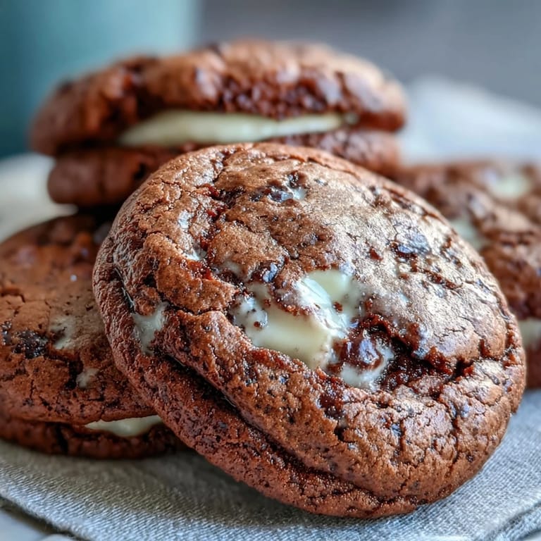 Goldbraune Hojicha Brownie Cookies mit zarten weißen Schokostückchen auf einem Ofenblech serviert.
