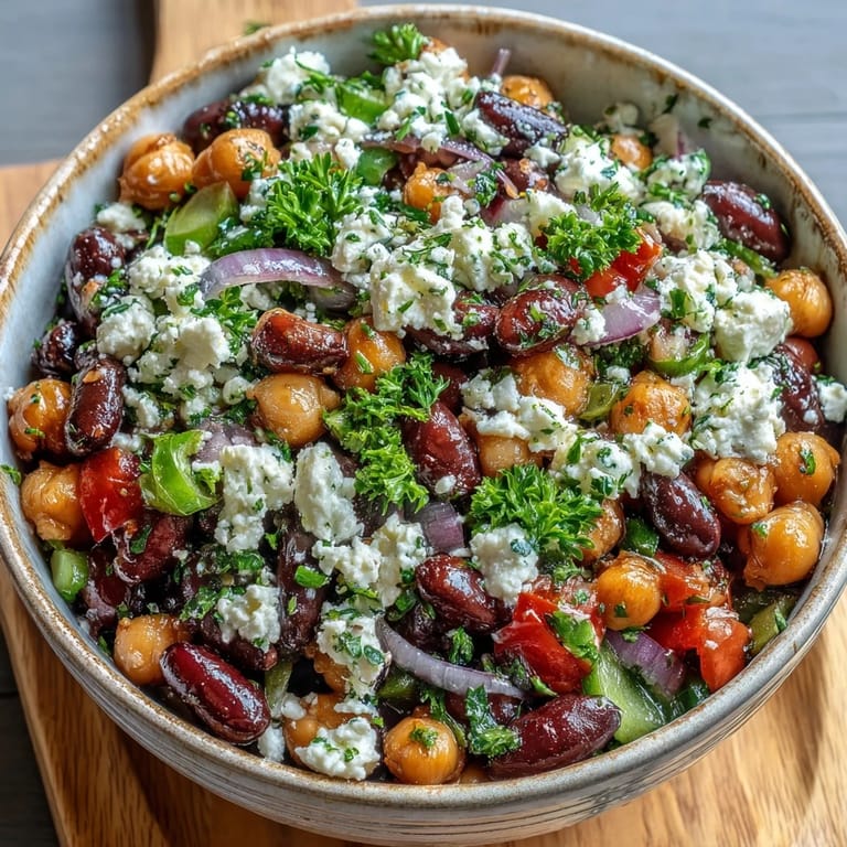 Top-down view of Divorce Salad with fresh parsley, crisp red onion, and a tangy red wine vinaigrette.