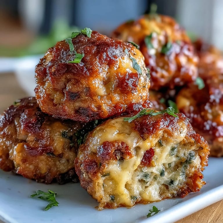 Freshly baked Rotel Sausage Balls cooling on a tray, perfect for breakfast or game day.