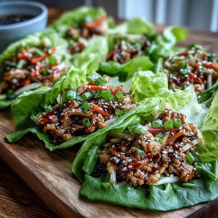 Leere Turkey Potsticker Stir-Fry Lettuce Wraps werden mit scharfem Gochujang-Mayo und gehackten Erdnüssen bestreut.