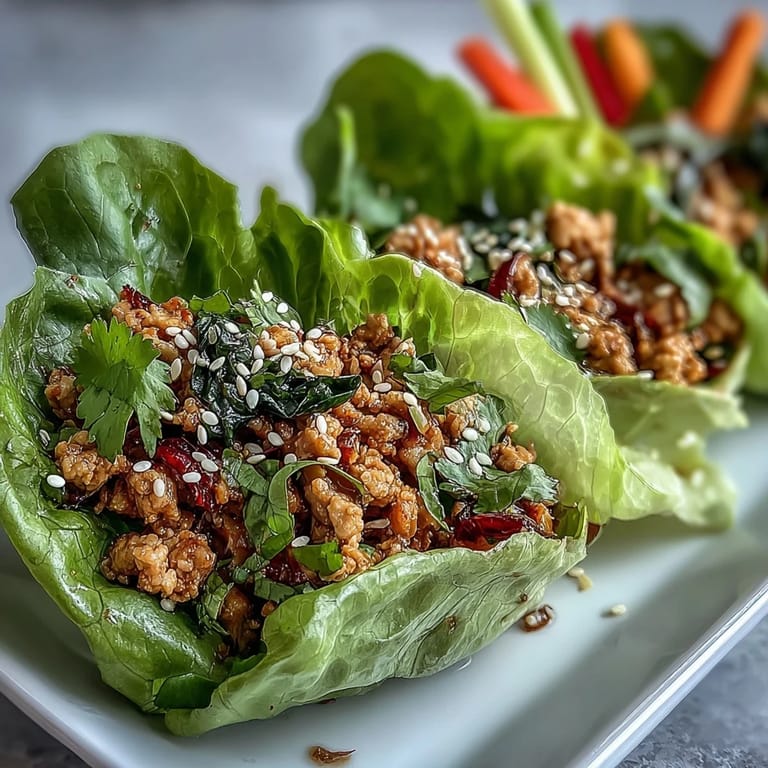 Frische Salatwickel gefüllt mit gewürztem Truthahn und bunten knackigen Gemüsesticks – perfekt für den Sommer.