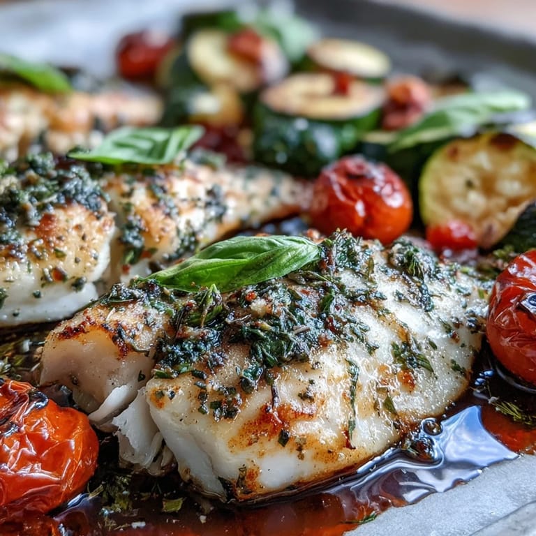 2. Aromatisches Knoblauch-Kräuter-Tilapia mit geröstetem Gemüse, eine einfache und köstliche Mahlzeit.  