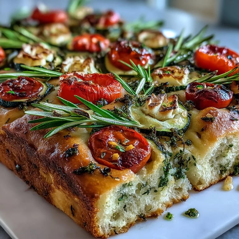 1. Baby in Bloom Kräuter-Focaccia mit floraler Gemüse-Kunst – farbenfrohes, blumenförmiges Gemüse auf knusprigem Brot, perfekt für Baby-Shower.