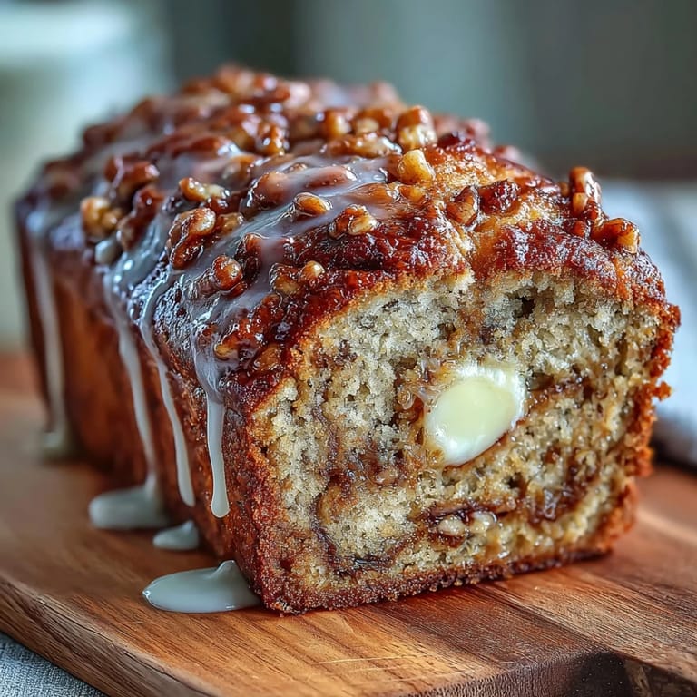 1. Feuchter Bananenbrotlaib mit Sauerteigresten, gerösteten Walnüssen und knuspriger brauner Zuckerkruste, perfekt zum Frühstück oder als Snack.